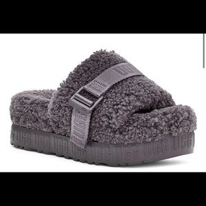 UGG® Purple Fluffita Metal Buckle Fur Slides USA 7